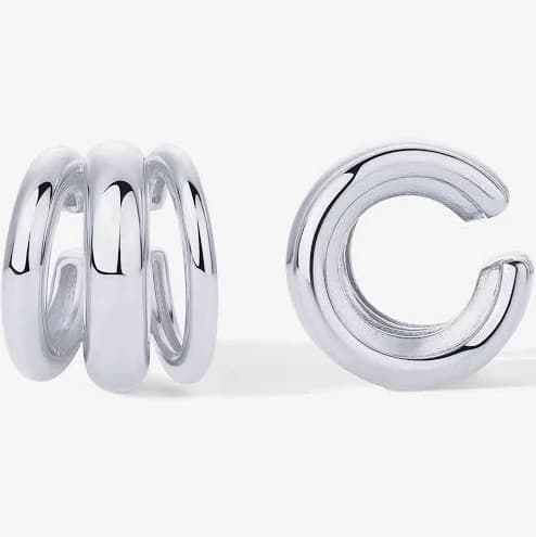 Triple Ring Ear Cuffs in White Gold