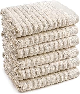 Pure Organic Cotton Hand Towel Set - 100% Soft Cotton - Extra Absorbent and Durable - 500 GSM Quick Dry - Luxury Hotel & Spa Quality - Fade Resistant - Eco Friendly (Natural - 6pc Hand)