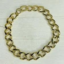 Vintage Yellow Gold Tone Layered Flat Chain Link Choker Necklace