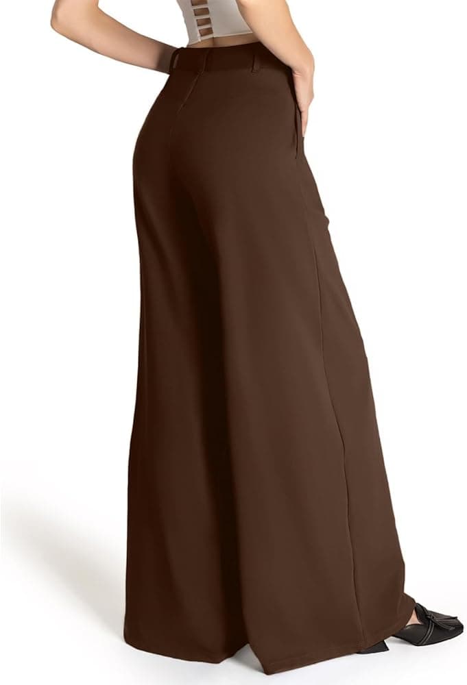 Womens Wide Leg Pants Dress Pant High Waisted Work Pants Trousers with Pockets Business Casual Outfits 2025 Brown Small at Amazon Women's Clothing store