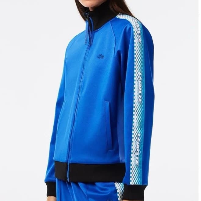 Lacoste Tops | Lacoste Track Jacket Full Zip Checkerboard Trim Athletic Blue Size M | Color: Black/Blue | Size: L | Jgrossman76's Closet