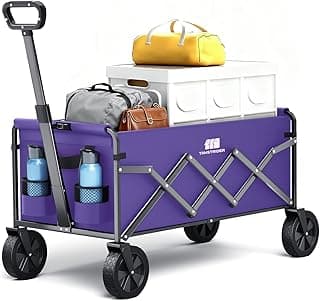 Collapsible Foldable Wagon, Foldig Cart with Wheel Heavy Duty with 180lbs Weight Capacity Lightweight Utility Camping Wagon for Groceries Garden Beach Sports Fishing(Violet)