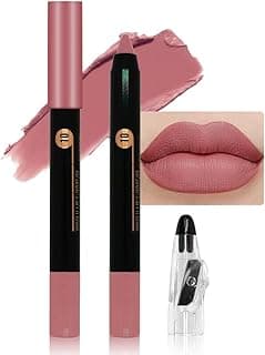 Dusty Pink Matte Lip Liner Crayon with Sharpener - Waterproof Smudgeproof Long-Wear Lip Pencil, Creamy Pigmented Lip Crayon for Women, 12HR Stay Silky Velvet Lip Liner 10#