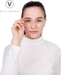 Amazon.com: VisionGlobal Blue Light Blocking Glasses for Women/Men, Anti Eyestrain, Stylish Oval Frame, Anti Glare (Clear, +2.00 Magnification) : Health & Household