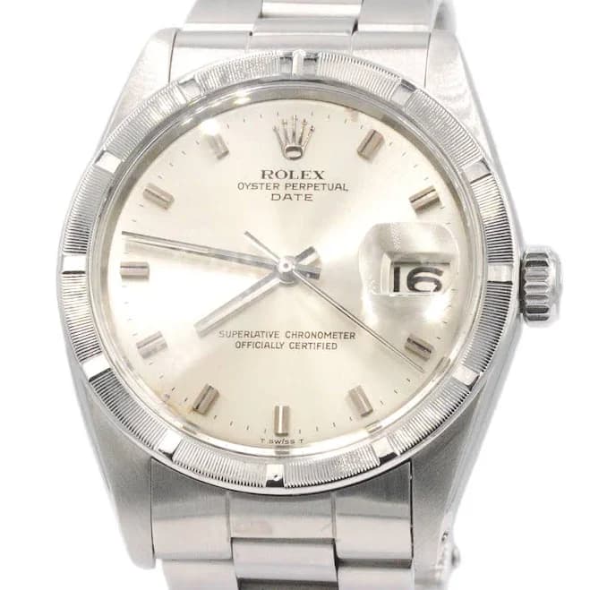 Rolex Date 1501 Blue Dial Steel Vintage Mens Watch