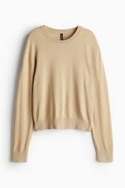 Short fine-knit jumper - Beige - Ladies | H&M IN