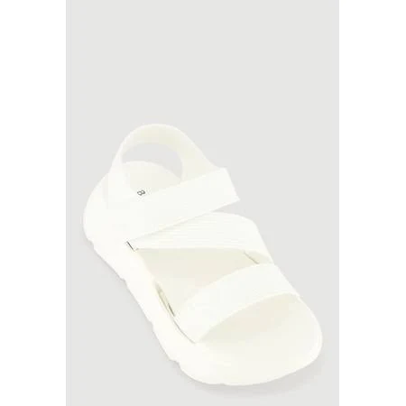 Rainbow Women's Open Toe Platform Sandals with Velcro Strap, Size: 5-6, White