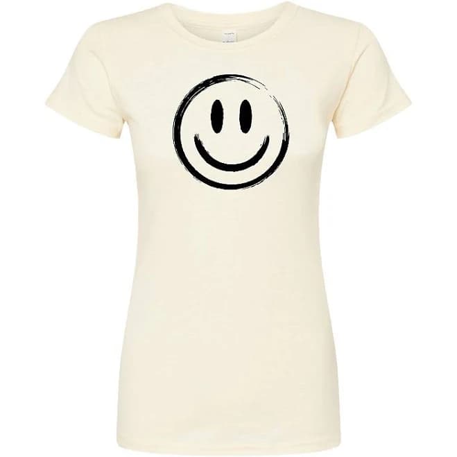 Juniors' Painted Smiley Face Fitted Tee