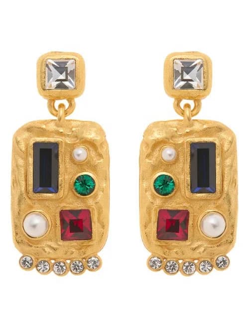 Reiss Skylin Crystal Rectangle Drop Earrings