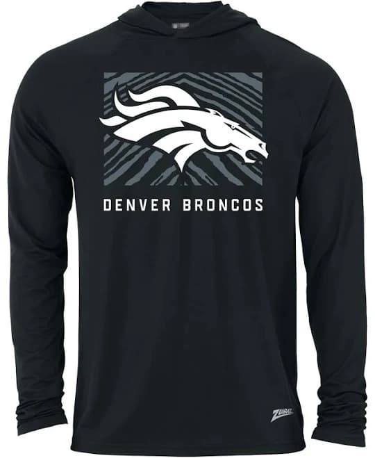 Zubaz Men's Denver Broncos Zebra Square Logo Lightweight Hoodie