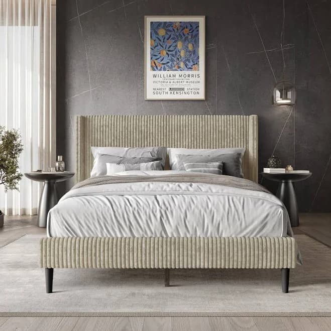 Castle Place Modern Wingback Platform Bed