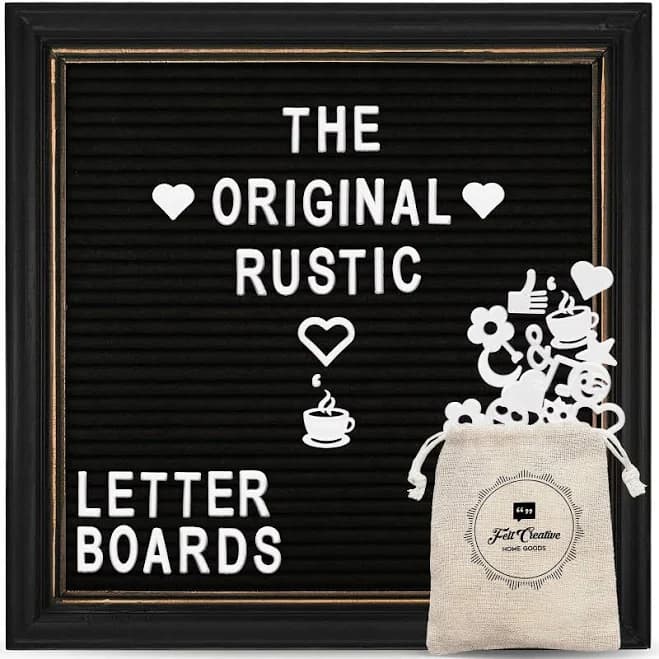 10x10 Black Felt Letter Board with Black Wood Frame and Stand