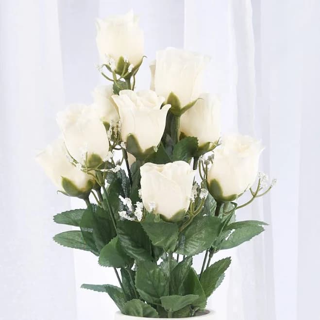 Factory Direct Craft Artificial Rose Bud and Baby's Breath Bush