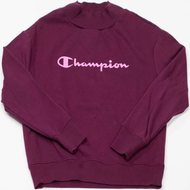 Champion Women Plum Purple Mock-neck Long-sleeve Sweatshirt Sweater
