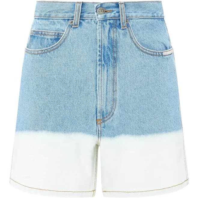 Bleached Denim High-Waisted Shorts