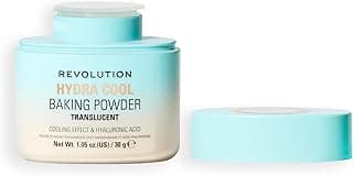Revolution Beauty London, Hydra Cool Cooling Loose Baking Powder, Makeup Setting Powder for Hydrating Skin, Enriched with Hyaluronic Acid, Vegan & Cruelty-Free, 1.05 oz