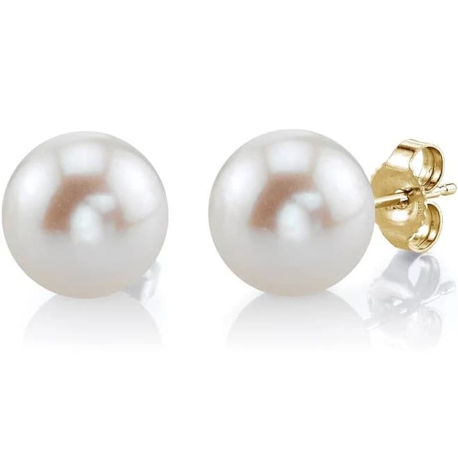 Freshwater Round Pearl Stud Earrings