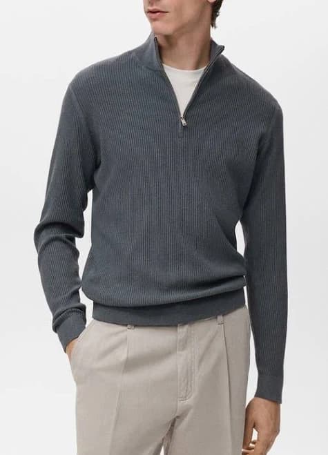 MANGO Men's Ribbed Cotton Sweater