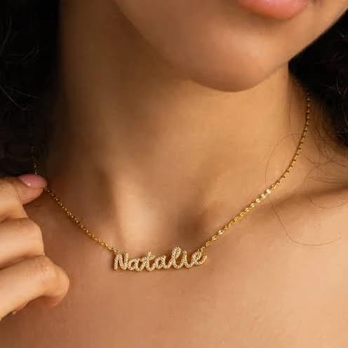 Pave Dream Script Name Necklace