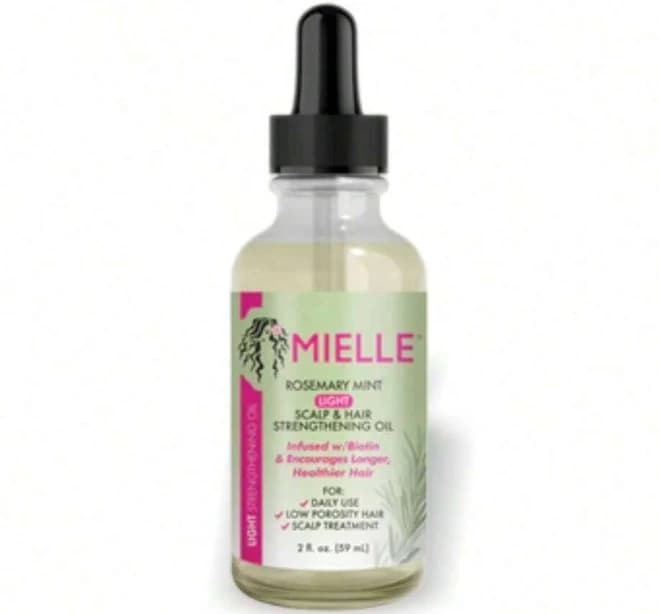 Mielle Organics Rosemary Mint Light Scalp & Hair Strengthening Oil 2oz/59ml Hair Treatment Lightweight Strengthening Nourishing Invigorating