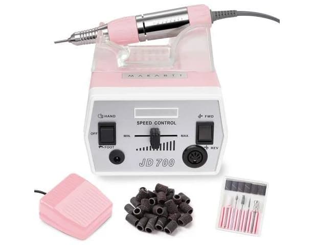 Nail Drill - Portable Electric Nail File Machine Geneviere E File Pink JD700 Professional 30000RPM Manicure Drill for Acrylic Nails Poly Nail Gel Poli