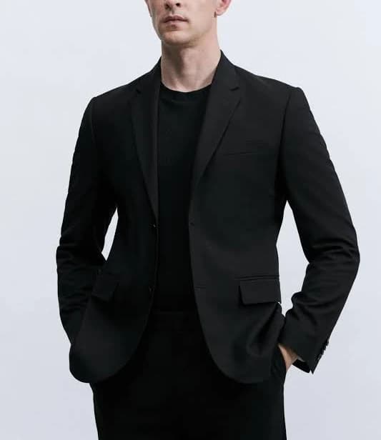 Men's Slim Fit Single Breasted Polyester Blend Jacket