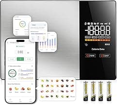 KUAIVO Smart Nutrition Food Scale with LED Display, Tracks Calories, Fat, Carbs & Protein via App, 1g Precision Digital Kitchen Scale for Healthy Eating & Meal Prep
