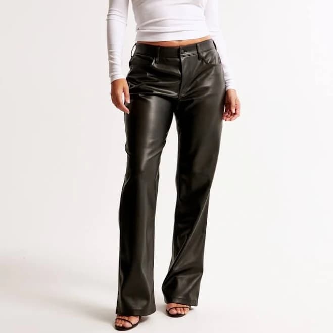 Abercrombie & Fitch Women's Curve Love Vegan Leather Low Rise Baggy Pants