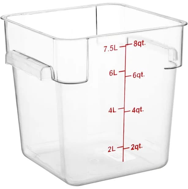 Choice 8 Qt. Clear Square Polycarbonate Food Storage Container