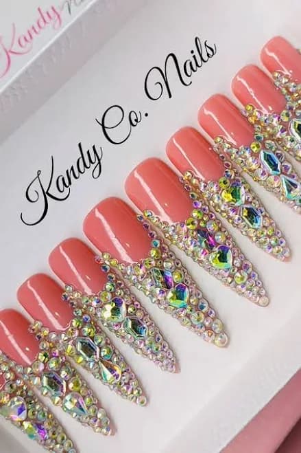 Stiletto Bling Pink Press On Nail Set