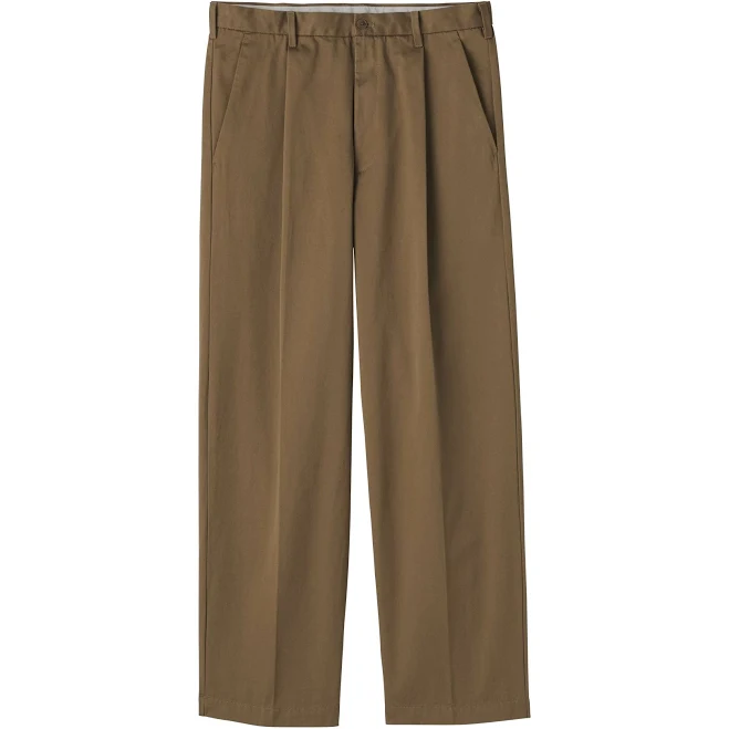 Muji Men's Wide Pleated Chino Pants
