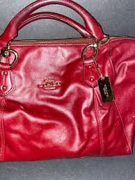 Coach Colette Satchel Shoulder Bag in Red Crimson Leather Purse F33806