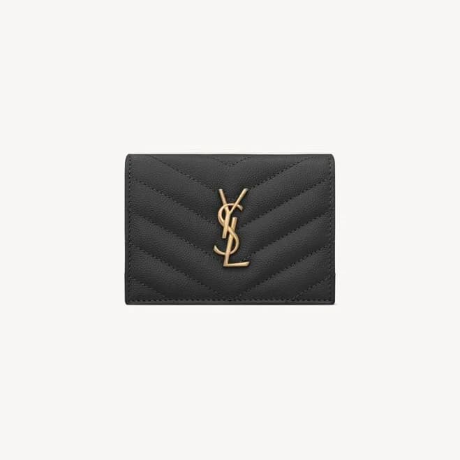 SAINT LAURENT Women's Cassandre Leather Credit Card Holder