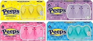 Easter Marshmallow Candy Variety Pack, Classic Marshmallow Chicks, Assorted Colors (Yellow, Pink, Purple, Blue), Pack of 4, 5ct Each (20 Chicks Total)