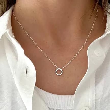 925 Sterling Silver Dainty Circle Necklace