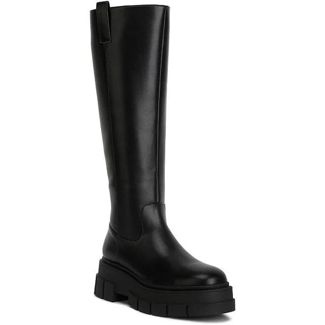 London Rag Blume Women's Faux Leather Chunky Platform Knee Length Boots