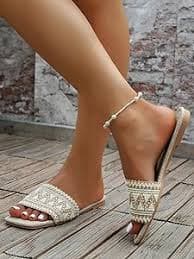Amazon.com | GORGLITTER Women's Summer Boho Sandals Embroidered Flats Dress Open Toe Summer Slide Shoes White 6.5 | Flats