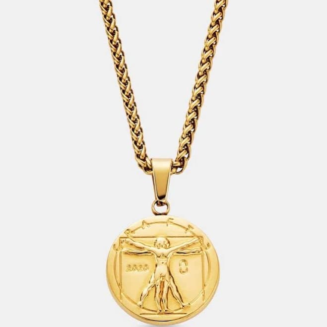 craftd Gold Vitruvian Men's Pendant Necklace