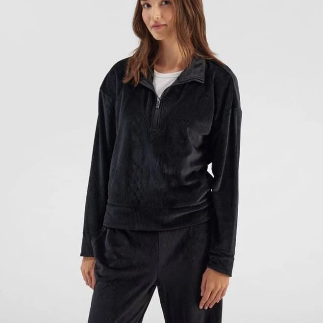 Freely Women's Terry Velour 1/4 Zip Pullover