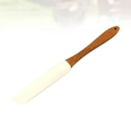 Fondotin Kitchen Spatulas Light Yellow Silicone Wood 1Pcs 10x1x0.4in