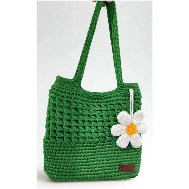 Handmade Crochet Flower Tote Bag