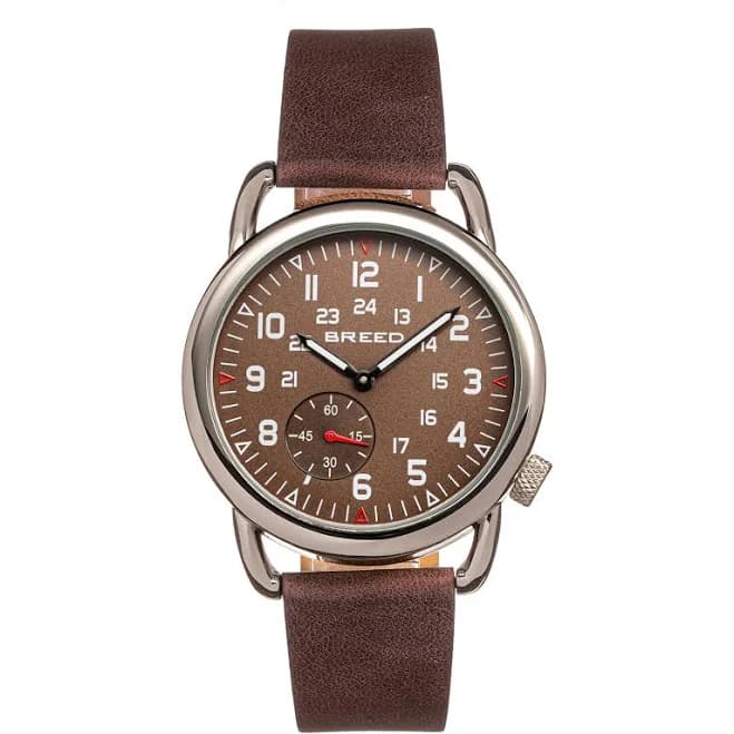 Breed Regulator Men's Leather-Band Watch w/Second Sub-dial