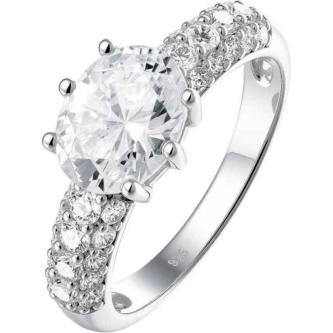 Diamonique Oval Cut Pave Sterling Silver Band Ring