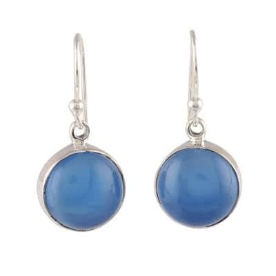 Artisan Handcrafted Blue Chalcedony | Sterling Silver Birthstone | Dangle For Women | Sentimental For Women | Topaz Birthstone Earrings