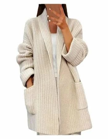Women's Oversized Cable Knit Cardigan with Pockets