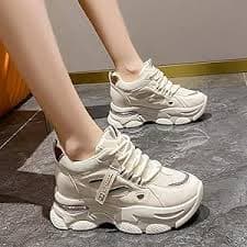 Amazon.com | Trcloltc Chunky Platform Sneakers for Women,Cute Fashion Walking Dad Shoes,2 Inch Beige 4.5 | Fashion Sneakers