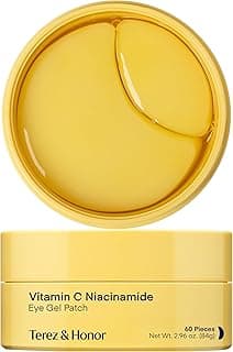 TEREZ & HONOR Vitamin C Eye Patches - 60 Pcs Korean Brightening & Hydrating Under Eye Masks with Tranexamic Acid, Hyaluronic Acid - Dark Circles, Puffiness & Wrinkle Hydrogel Pads, Vegan, No Fragrance