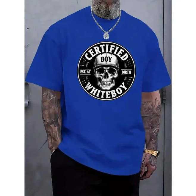 Men's Casual T-Shirt with Skull and Text PrintT-shirt for Daily Wear Tee
