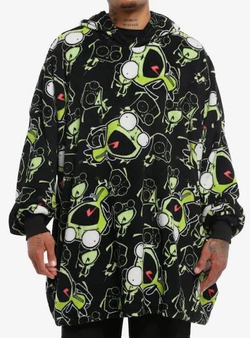Invader Zim Oversized Gir Fuzzy Graphic Hoodie