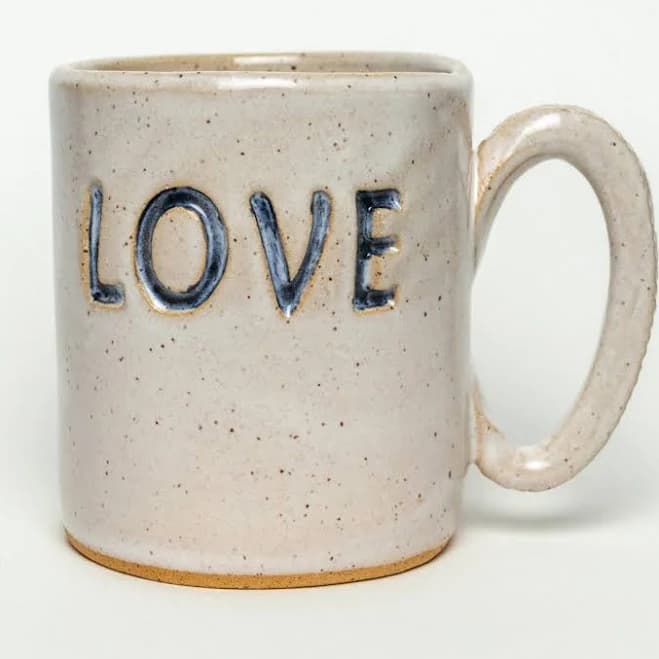 Handmade White Ceramic Love Mug